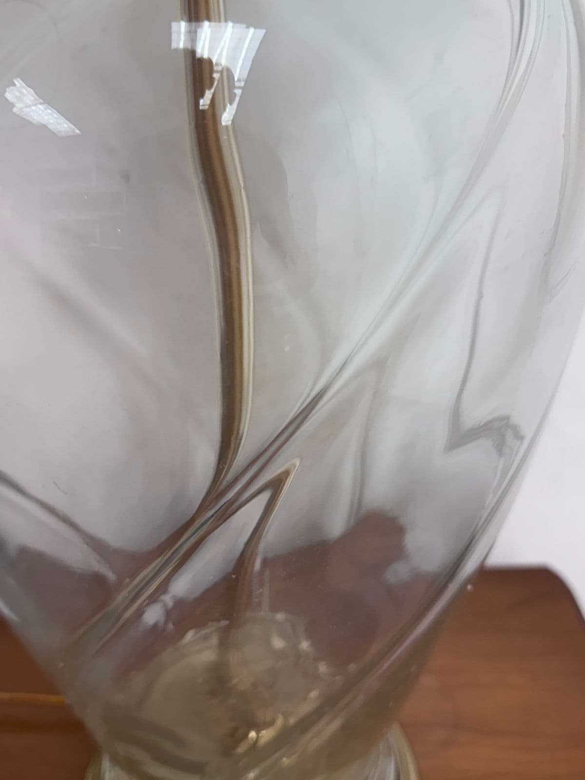 Vintage Etched Glass Table Lamp With Brass Hardware and Base - Thumbnail 6