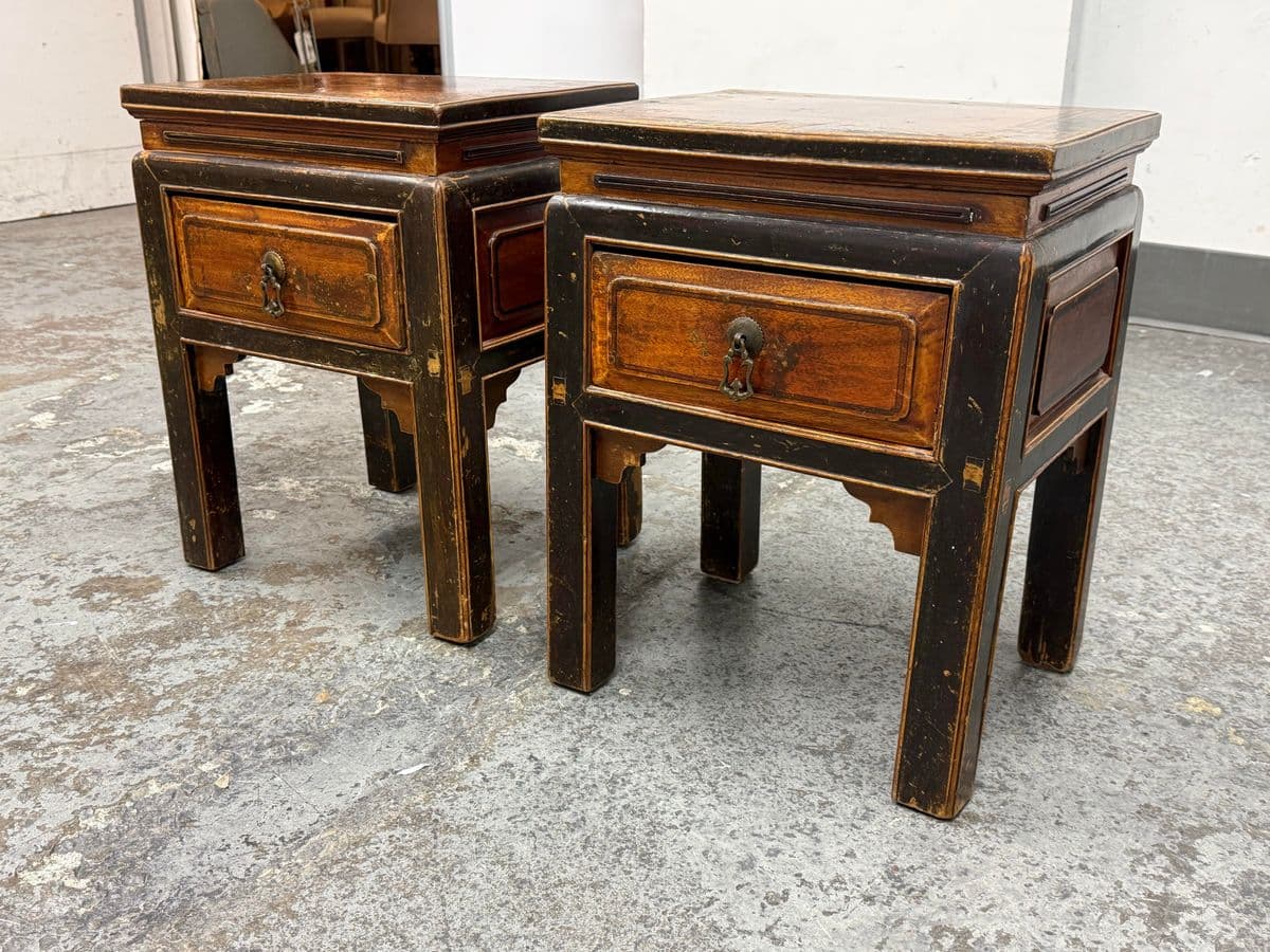 Antique Provincial Chinese Side Tables, Pair - Thumbnail 4