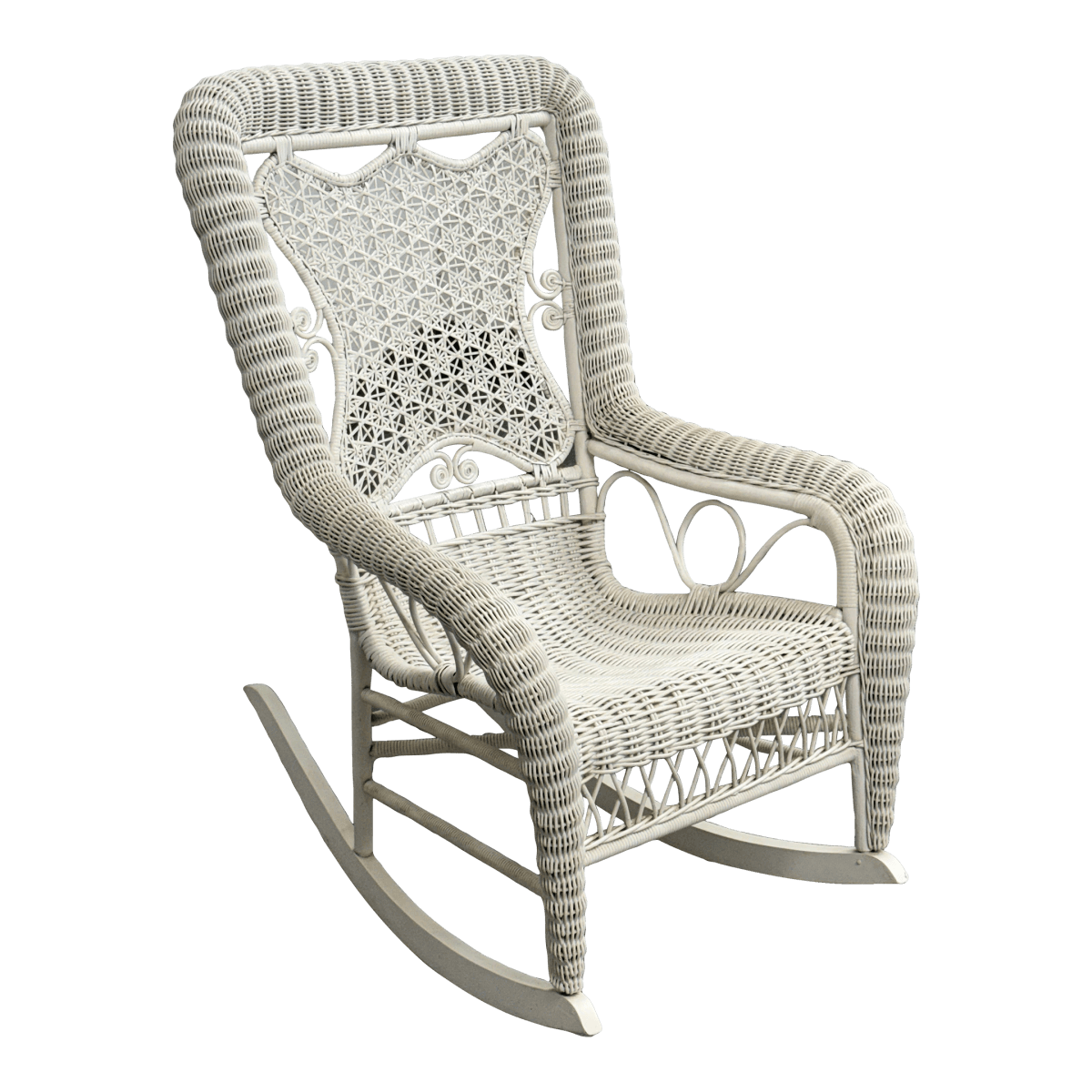 Victorian Style Wicker Rocking Chair, White - Thumbnail 2