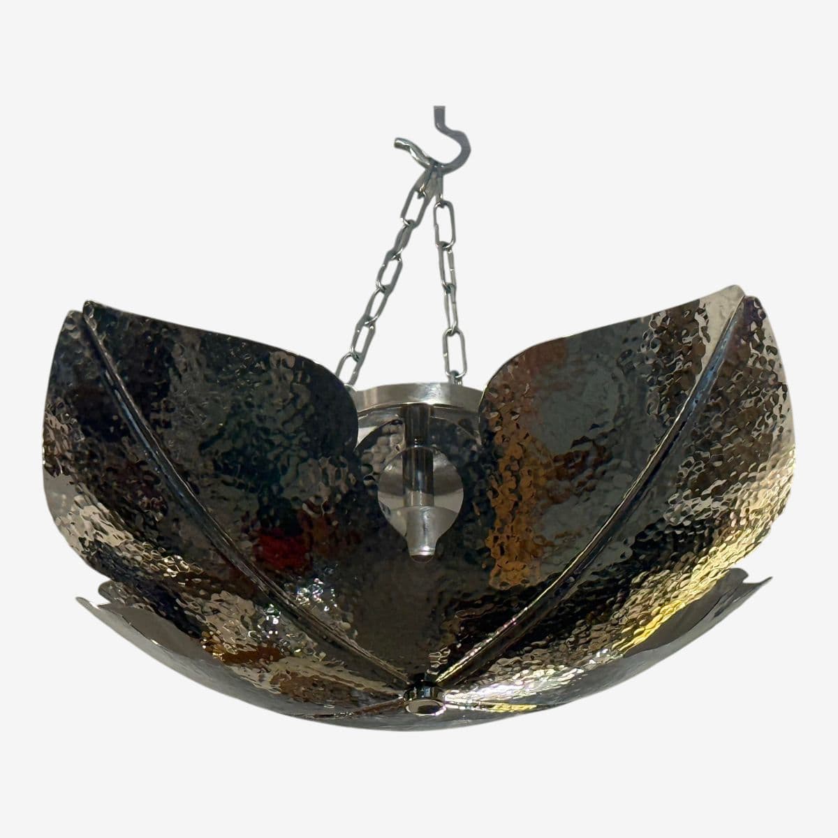 Global Views Lotus Hammered Polish Semi Flush Mourning Pendant - Image 1