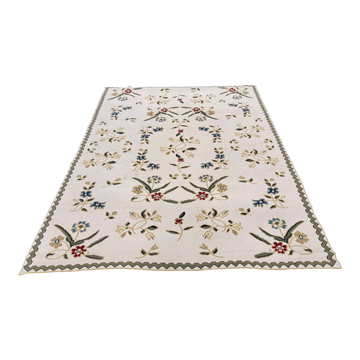 7ft 5in X 10ft Needlepoint Floral Area Rug - Thumbnail 2