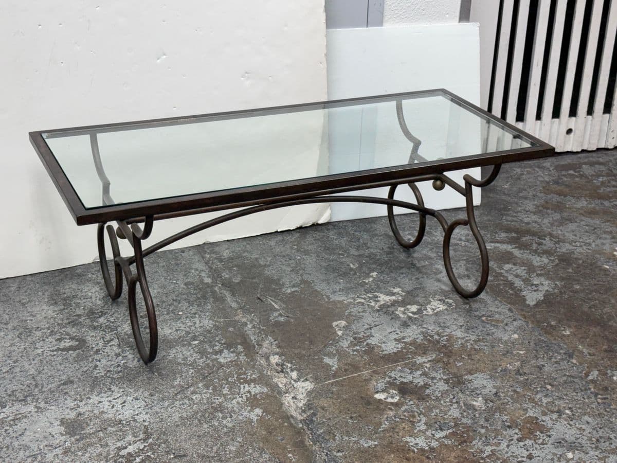 Rustic European Wrought Iron Coffee Table - Thumbnail 9