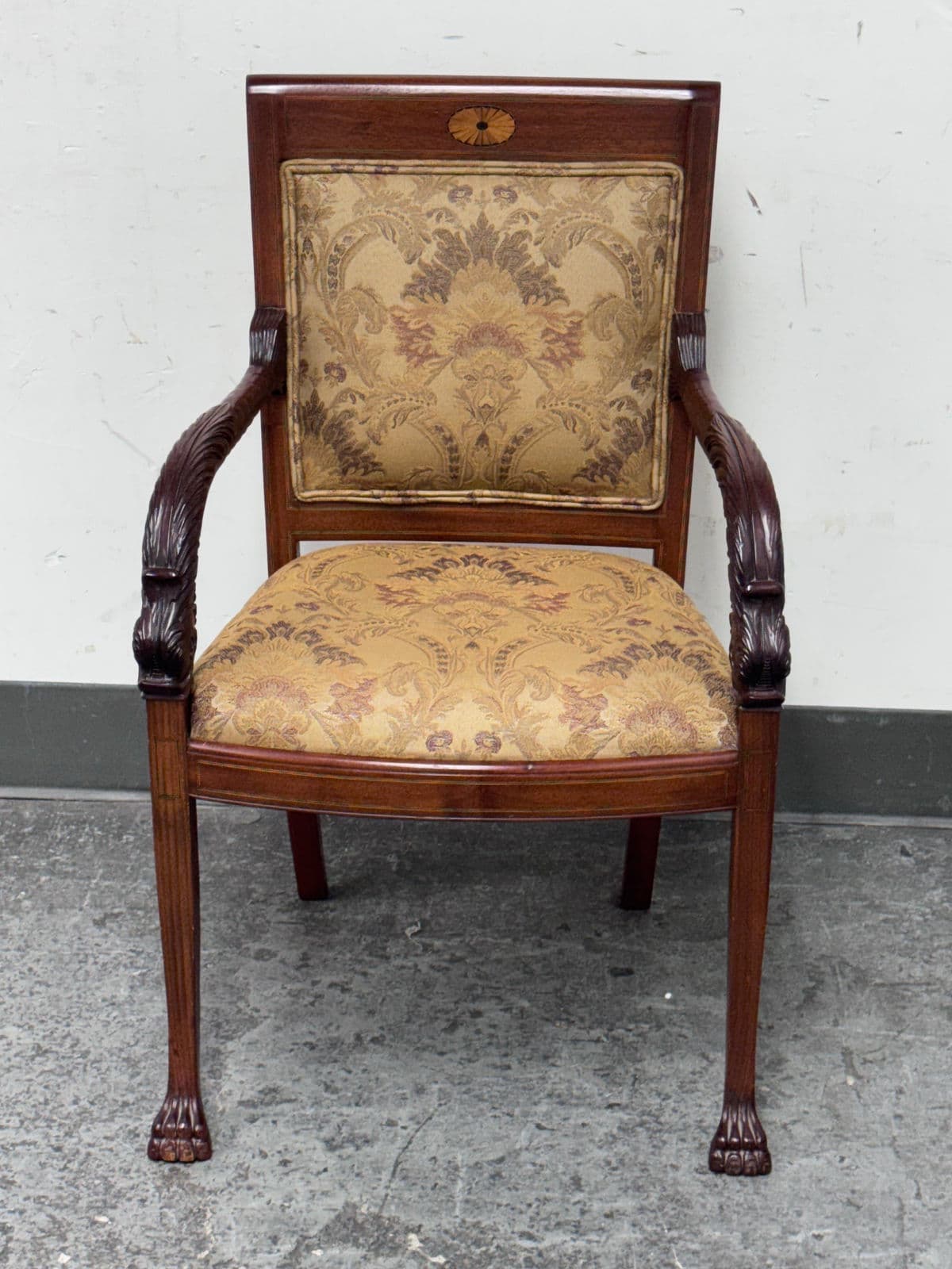 Antique French Empire Carved Mahogany Chair - Thumbnail 4
