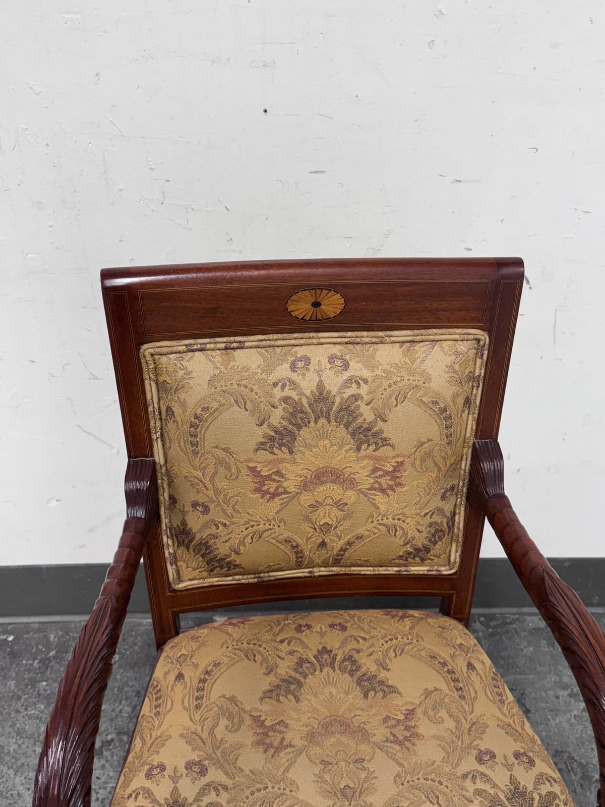 Antique French Empire Carved Mahogany Chair - Thumbnail 6