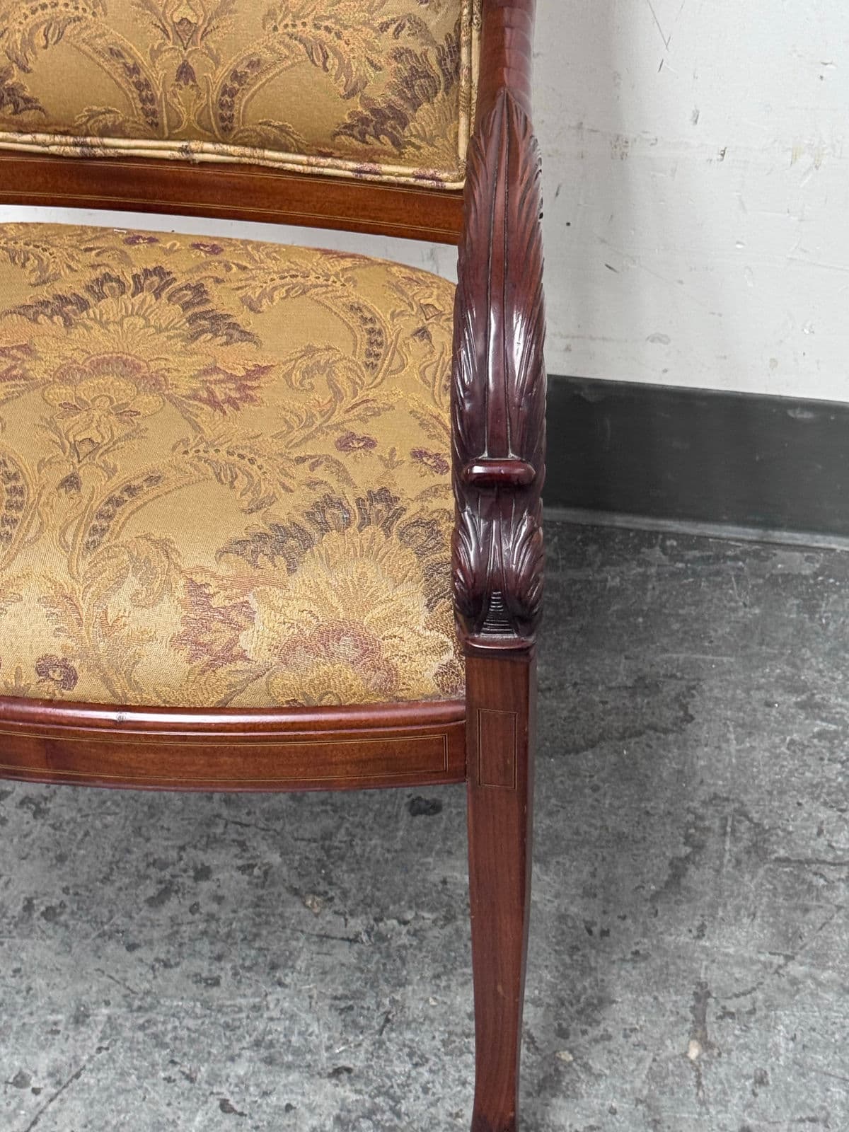 Antique French Empire Carved Mahogany Chair - Thumbnail 8