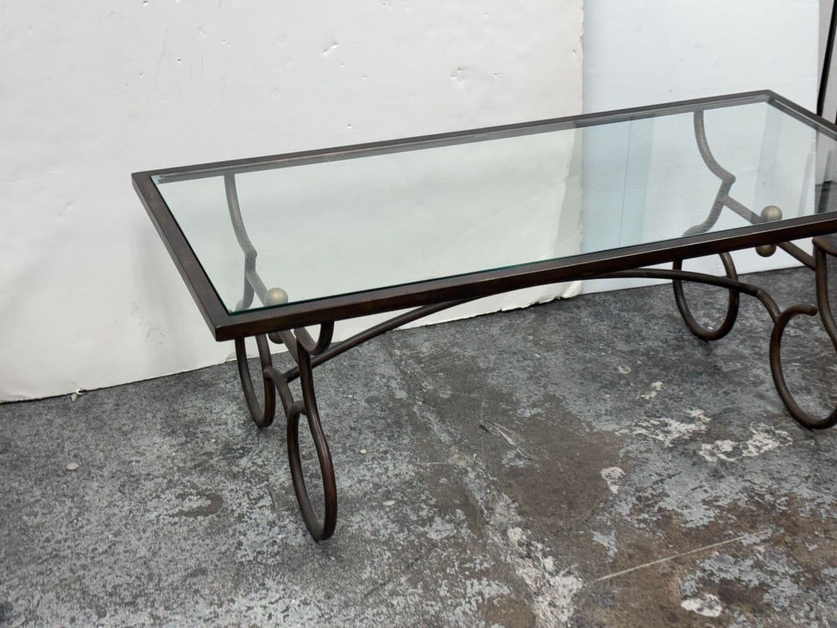 Rustic European Wrought Iron Coffee Table - Thumbnail 5