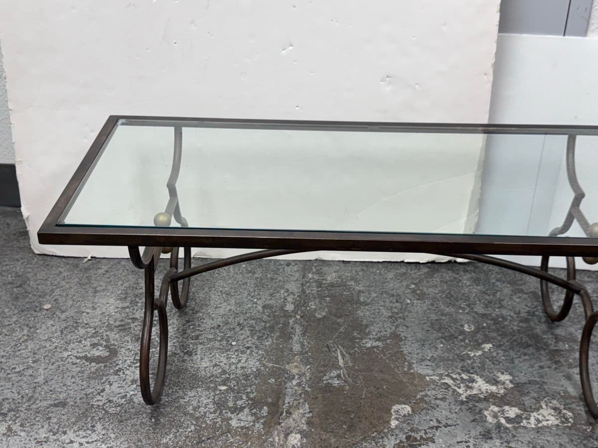 Rustic European Wrought Iron Coffee Table - Thumbnail 3