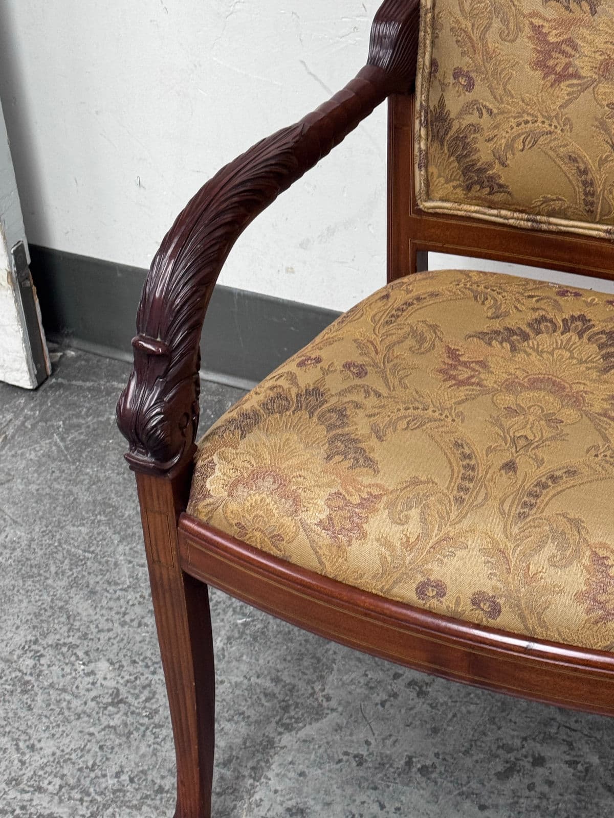 Antique French Empire Carved Mahogany Chair - Thumbnail 3