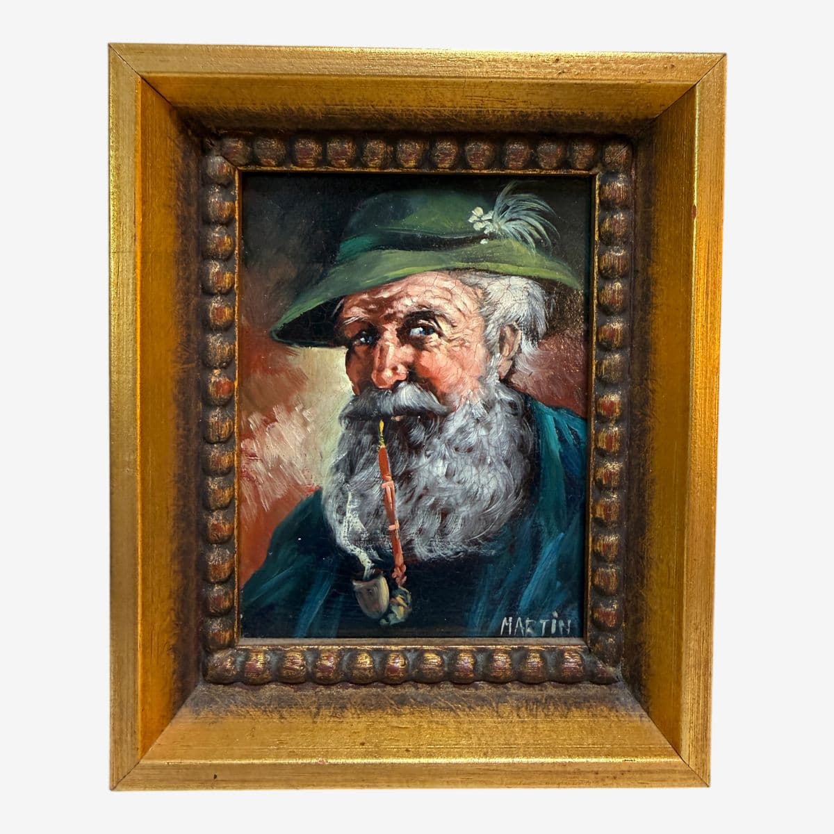 Signed Oil Painting of Older Bavarian Man, Framed - Image 1