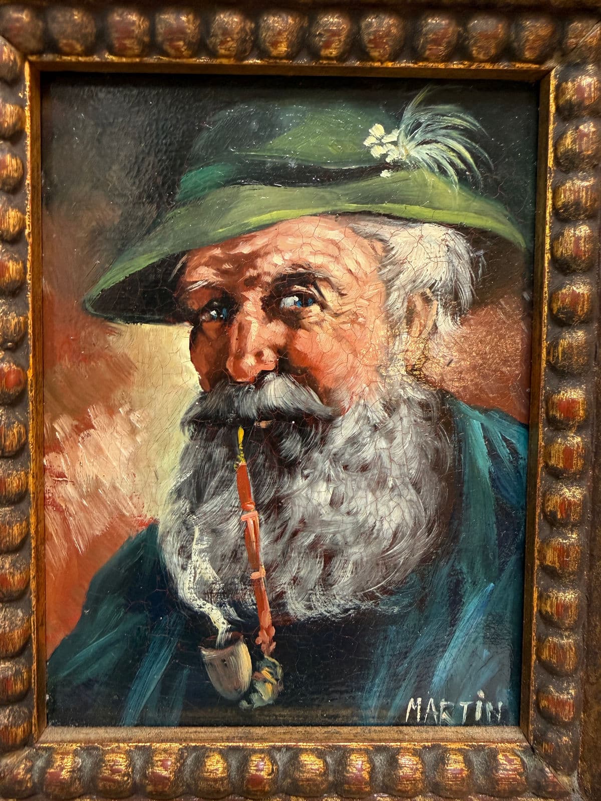 Signed Oil Painting of Older Bavarian Man, Framed - Thumbnail 4