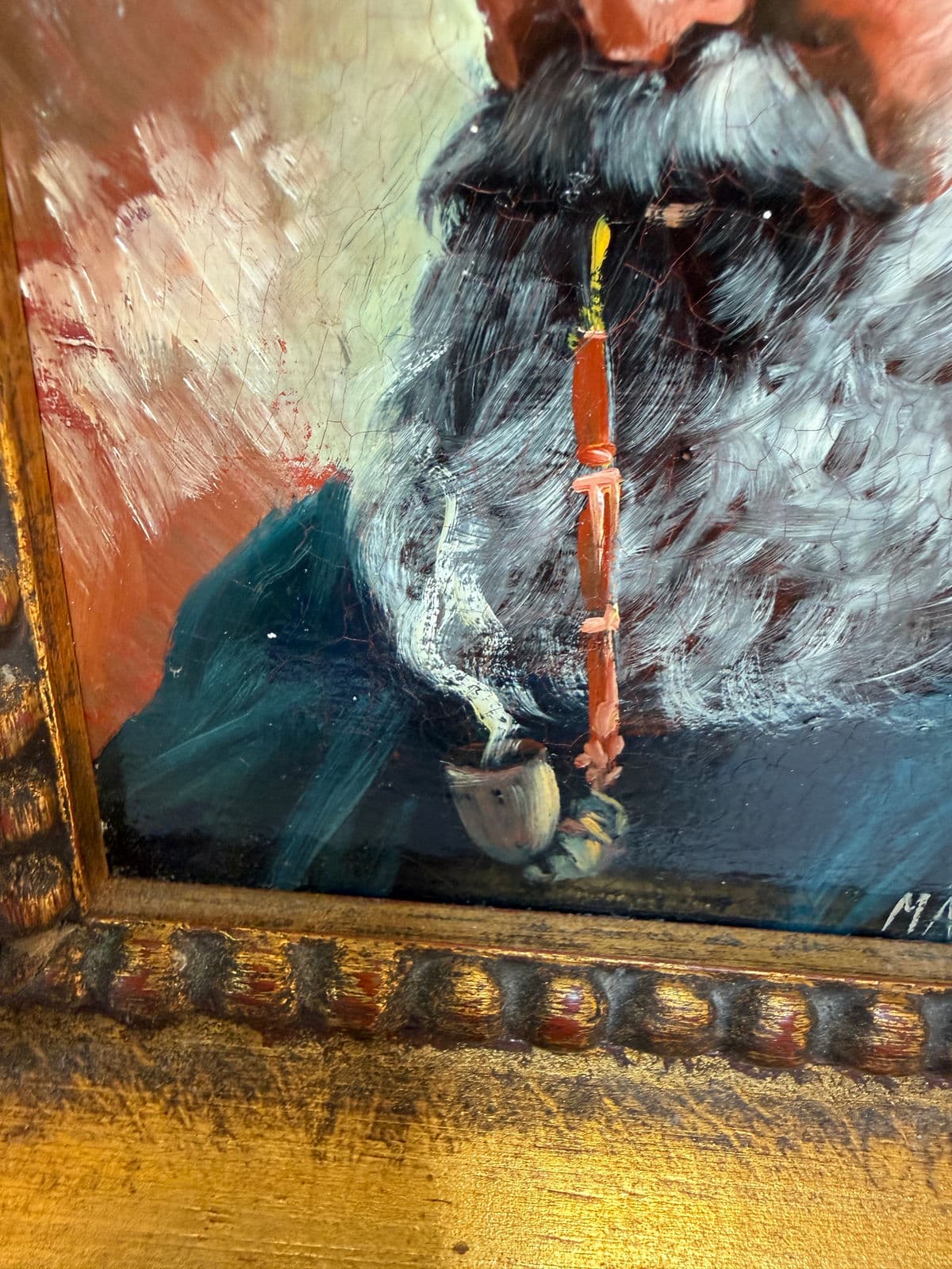 Signed Oil Painting of Older Bavarian Man, Framed - Thumbnail 8