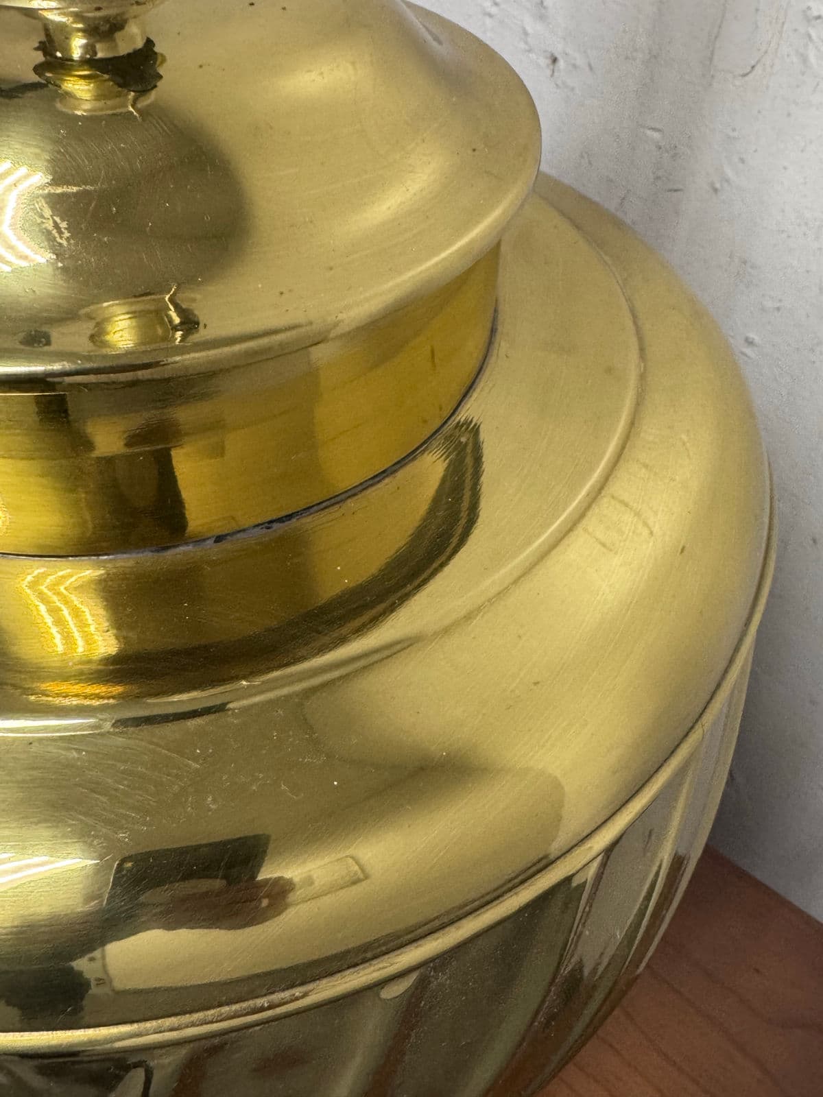 Vintage Polished Brass Swirl Urn Table Lamp - Thumbnail 11