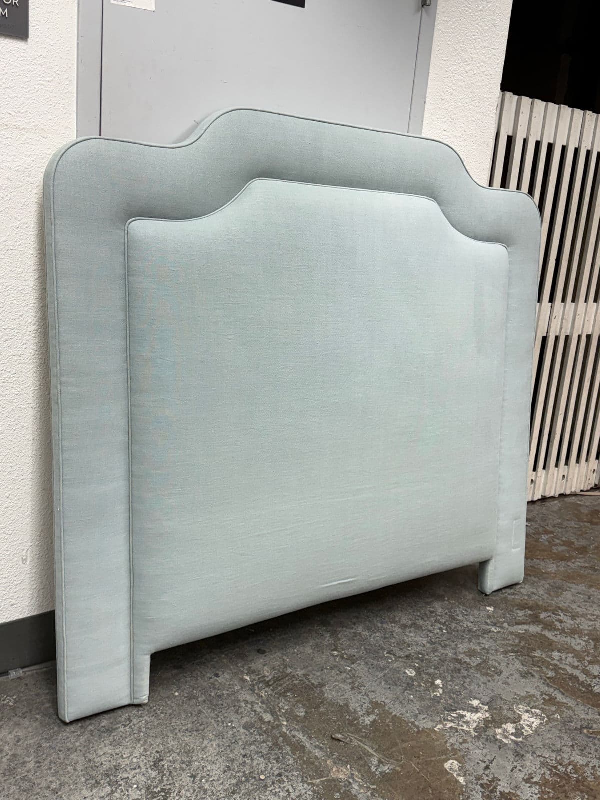 Full/Queen Size Richard Androna Co. Sky Blue Linen Headboard - Thumbnail 4