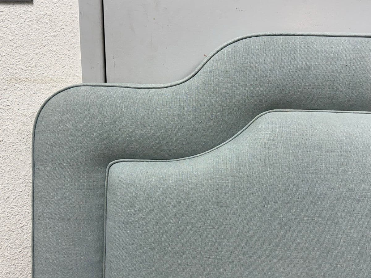 Full/Queen Size Richard Androna Co. Sky Blue Linen Headboard - Thumbnail 6