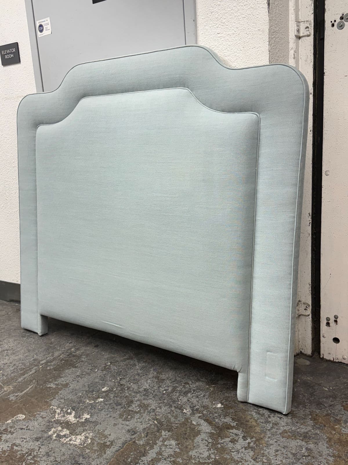 Full/Queen Size Richard Androna Co. Sky Blue Linen Headboard - Thumbnail 3
