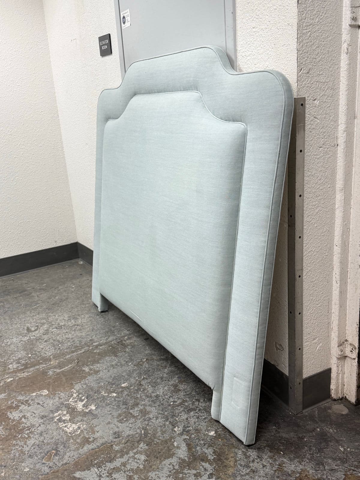 Full/Queen Size Richard Androna Co. Sky Blue Linen Headboard - Thumbnail 5