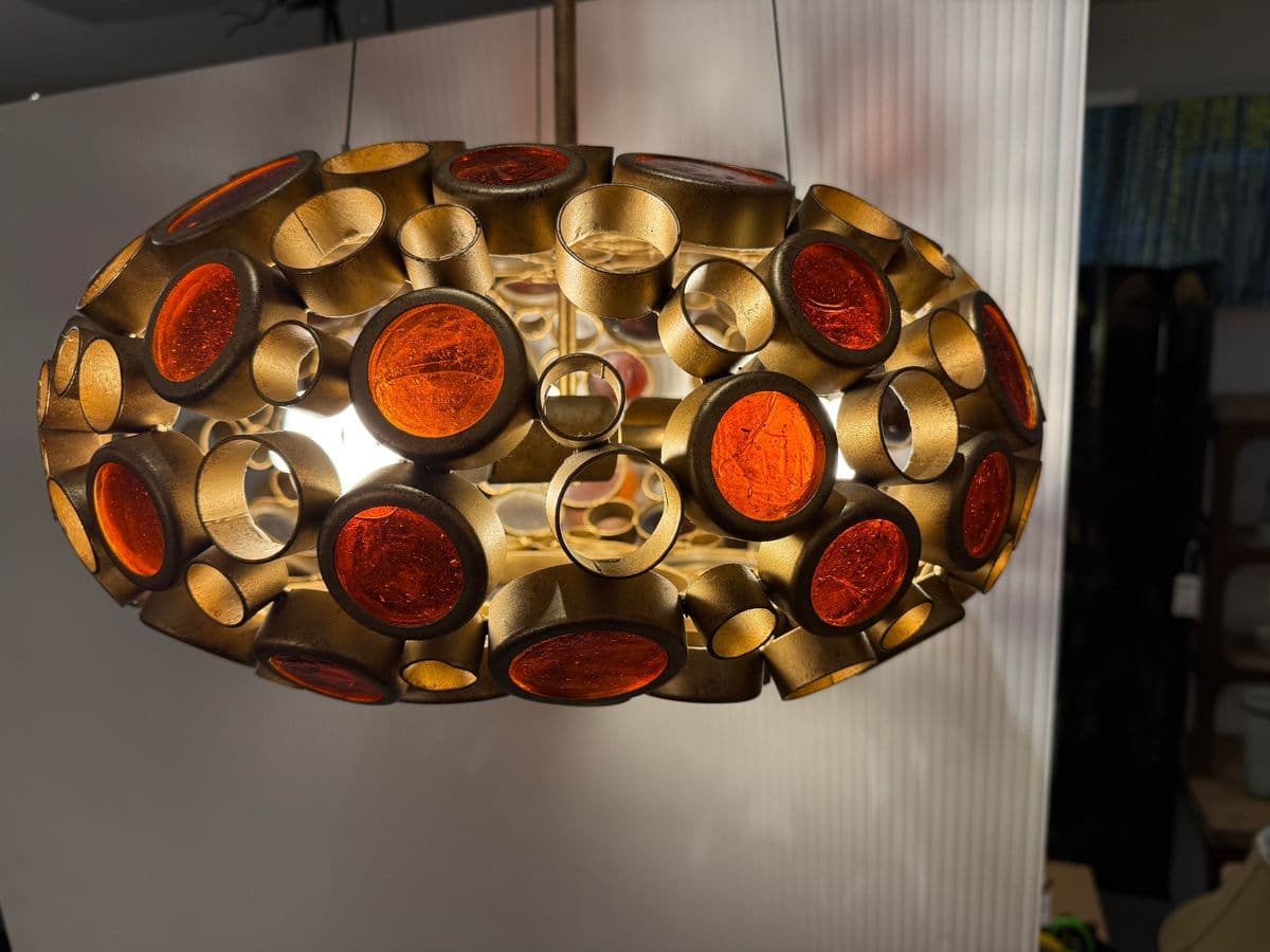 Amber Optical Art Glass Chandelier - Thumbnail 6