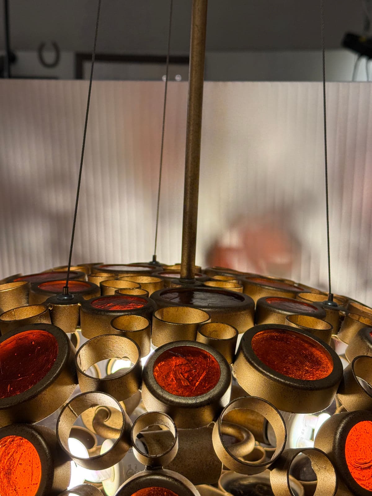 Amber Optical Art Glass Chandelier - Thumbnail 13