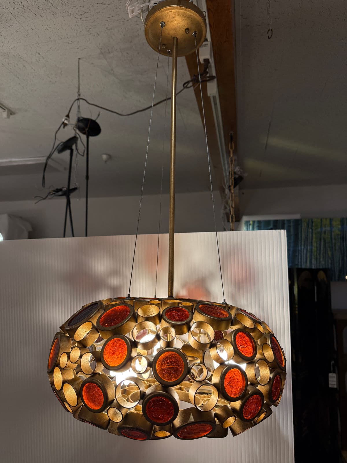 Amber Optical Art Glass Chandelier - Thumbnail 8