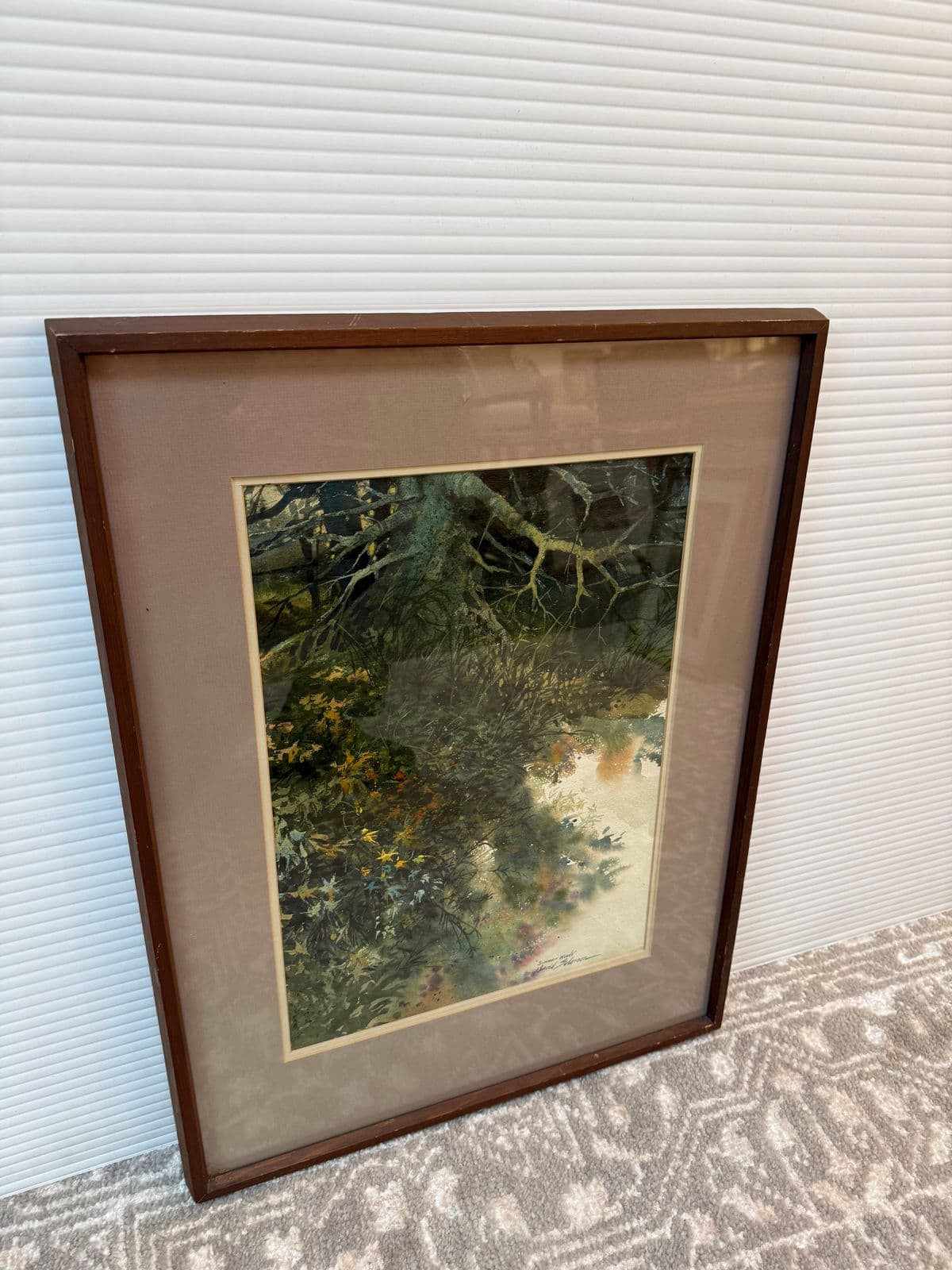 Circa 1972 David Solomon "Summer Woods" Original Watercolor Painting, Framed - Thumbnail 3