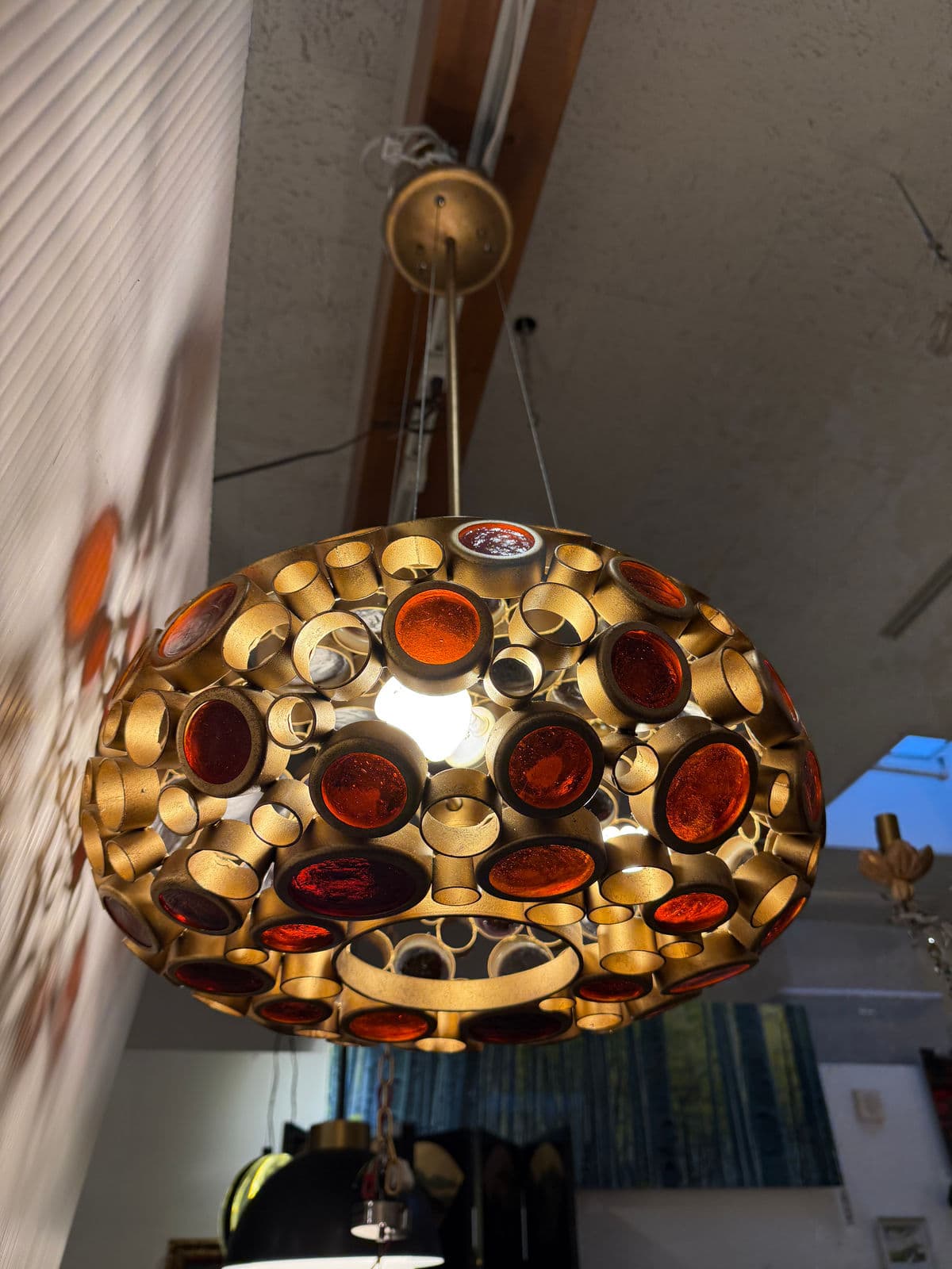 Amber Optical Art Glass Chandelier - Thumbnail 9