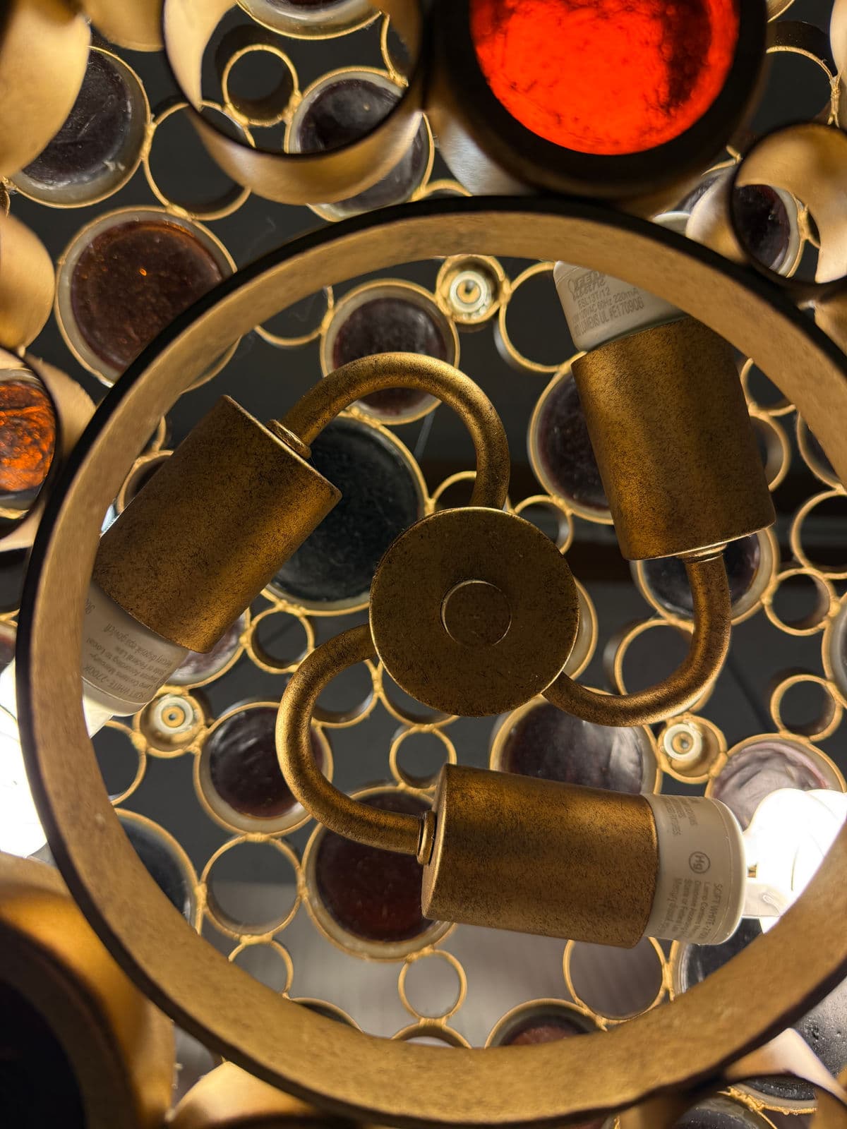 Amber Optical Art Glass Chandelier - Thumbnail 14