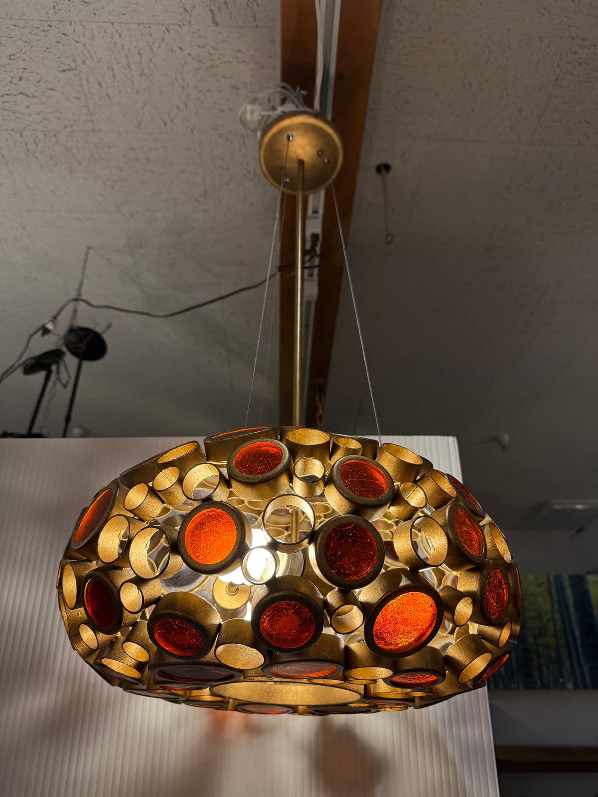 Amber Optical Art Glass Chandelier - Thumbnail 4