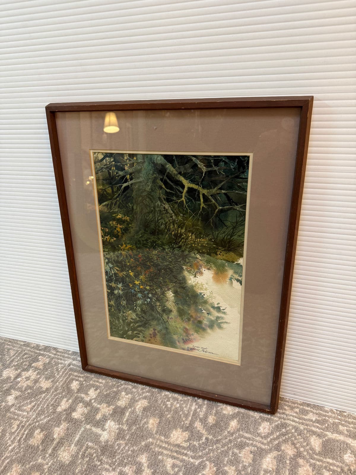 Circa 1972 David Solomon "Summer Woods" Original Watercolor Painting, Framed - Thumbnail 4