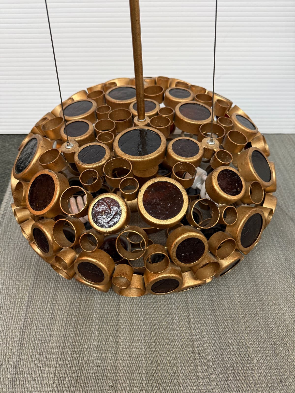 Amber Optical Art Glass Chandelier - Thumbnail 7