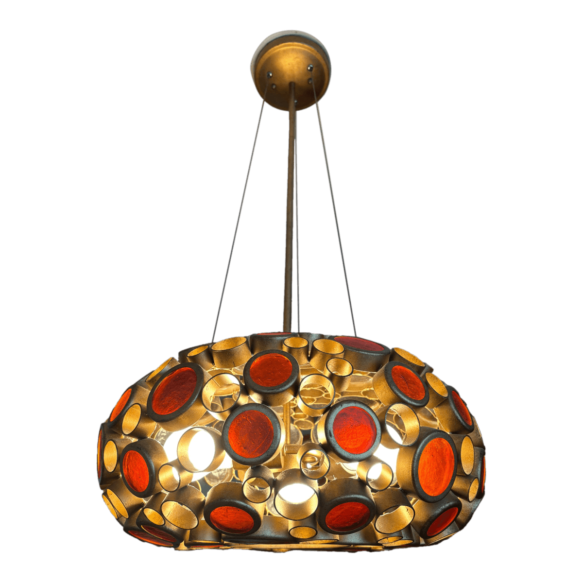 Amber Optical Art Glass Chandelier - Thumbnail 2