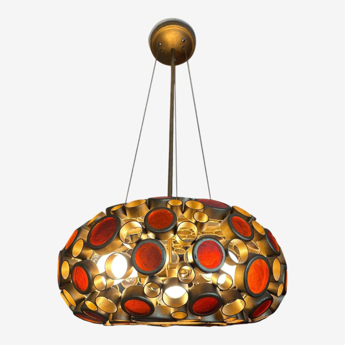 Amber Optical Art Glass Chandelier - Image 1