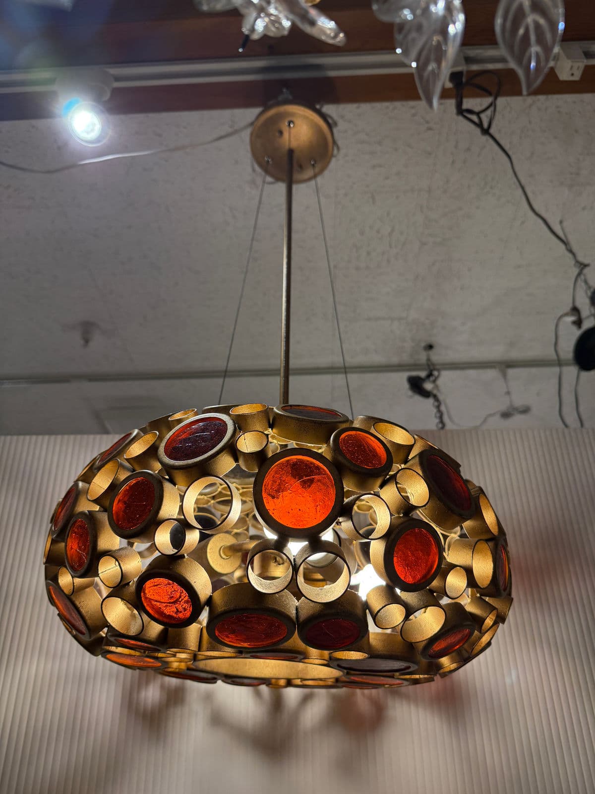 Amber Optical Art Glass Chandelier - Thumbnail 3