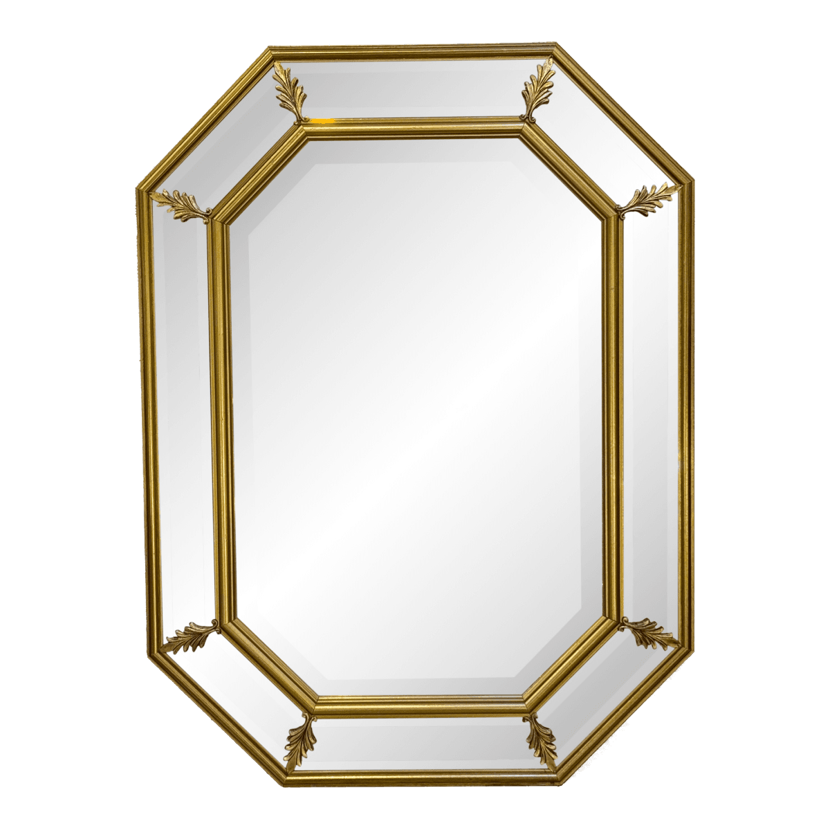 Late 20th Century Bombay Company Florence Italian Beveled Gold Gilt Octagonal Mirror. - Thumbnail 2