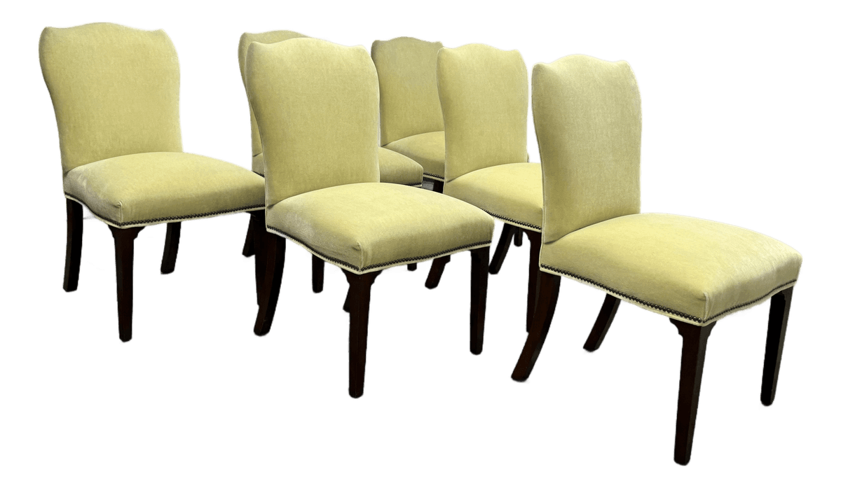 Hickory Chair Company Cabriole Side Dining Chairs in Kravet Limeade Mohair, Set of Six - Thumbnail 2