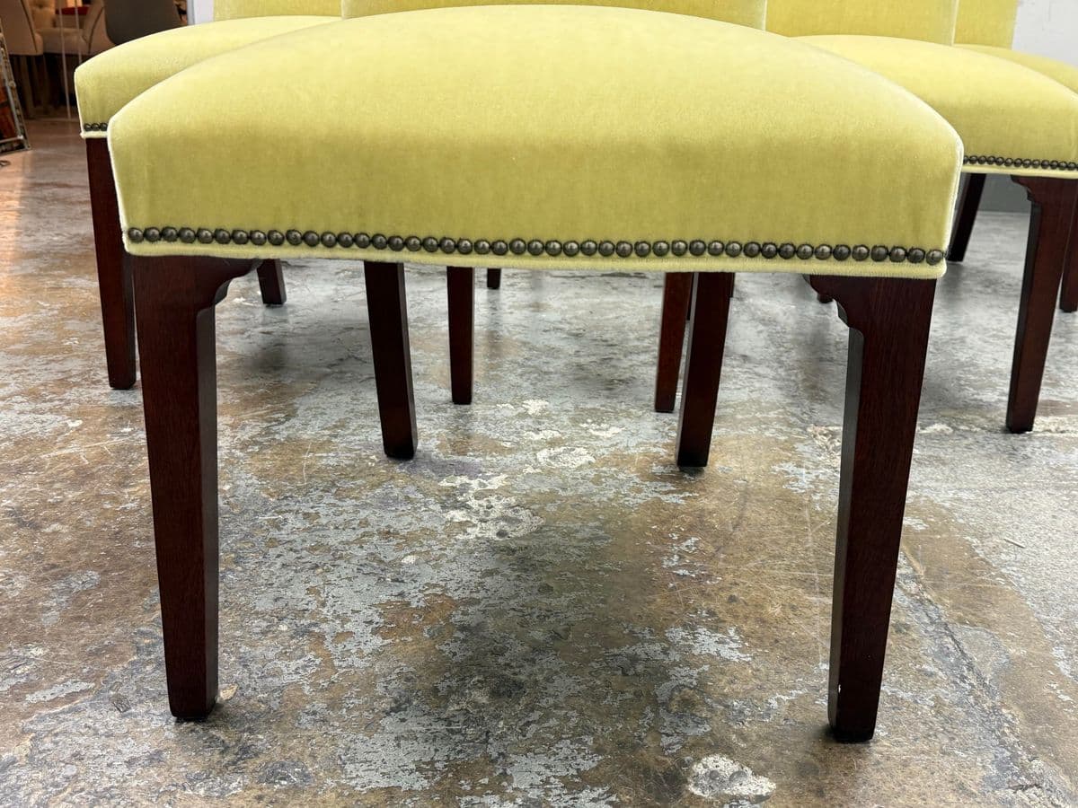 Hickory Chair Company Cabriole Side Dining Chairs in Kravet Limeade Mohair, Set of Six - Thumbnail 9