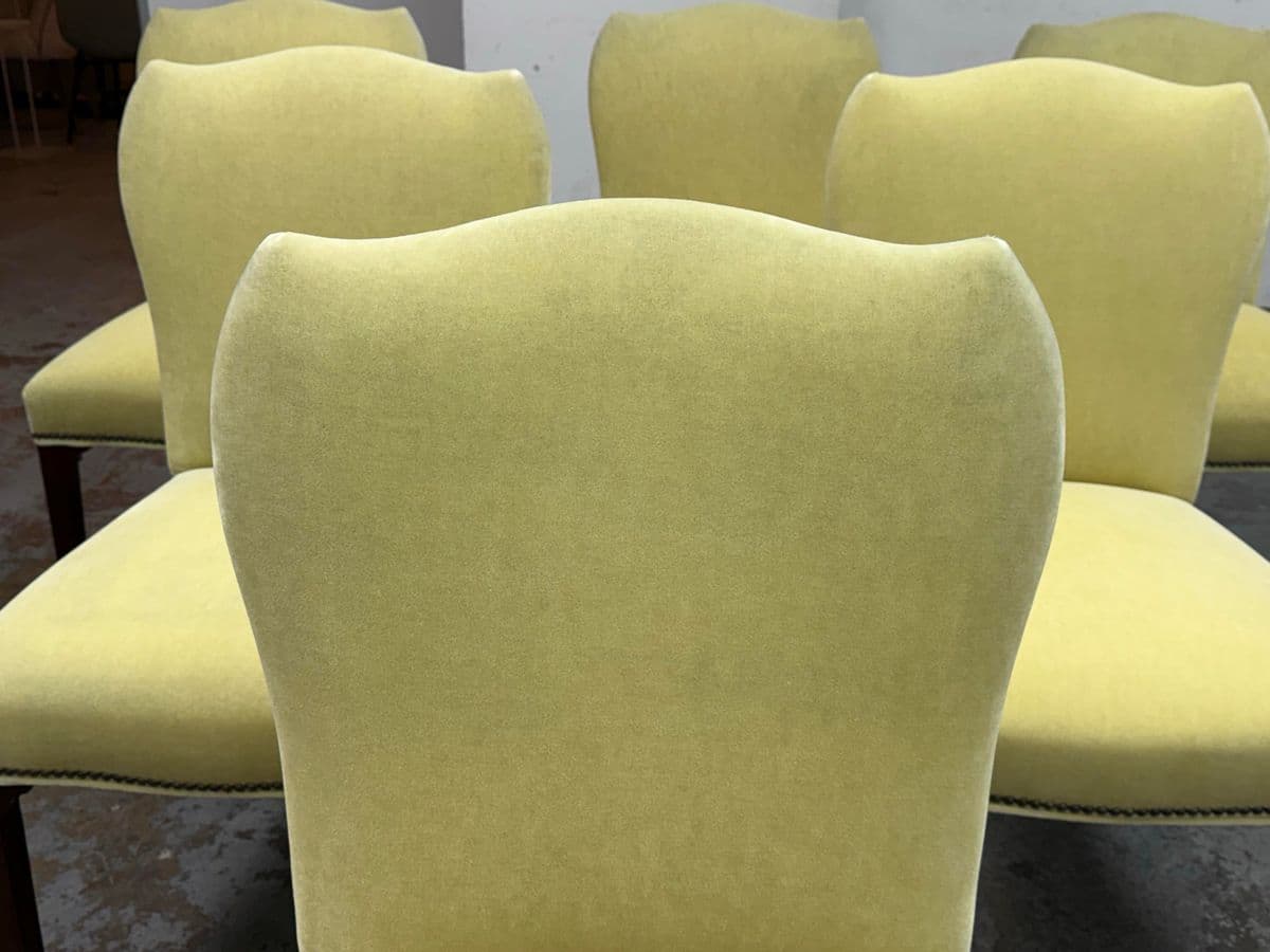Hickory Chair Company Cabriole Side Dining Chairs in Kravet Limeade Mohair, Set of Six - Thumbnail 7