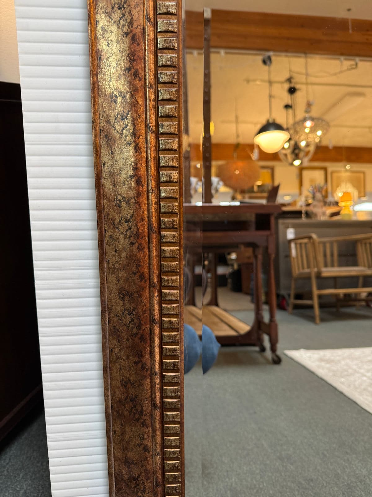 Vintage Style Faux Finish Dentil Frame Wall Mirror - Thumbnail 6