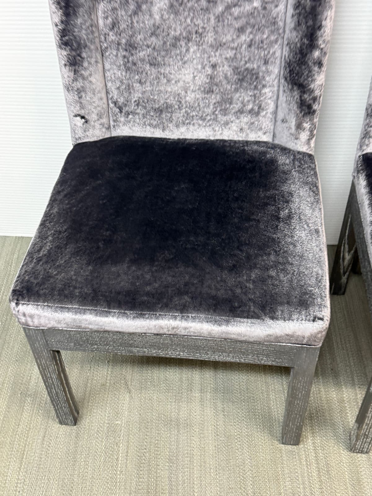 Kravet Flying Point Gray Velvet Head Chairs, Pair - Thumbnail 7