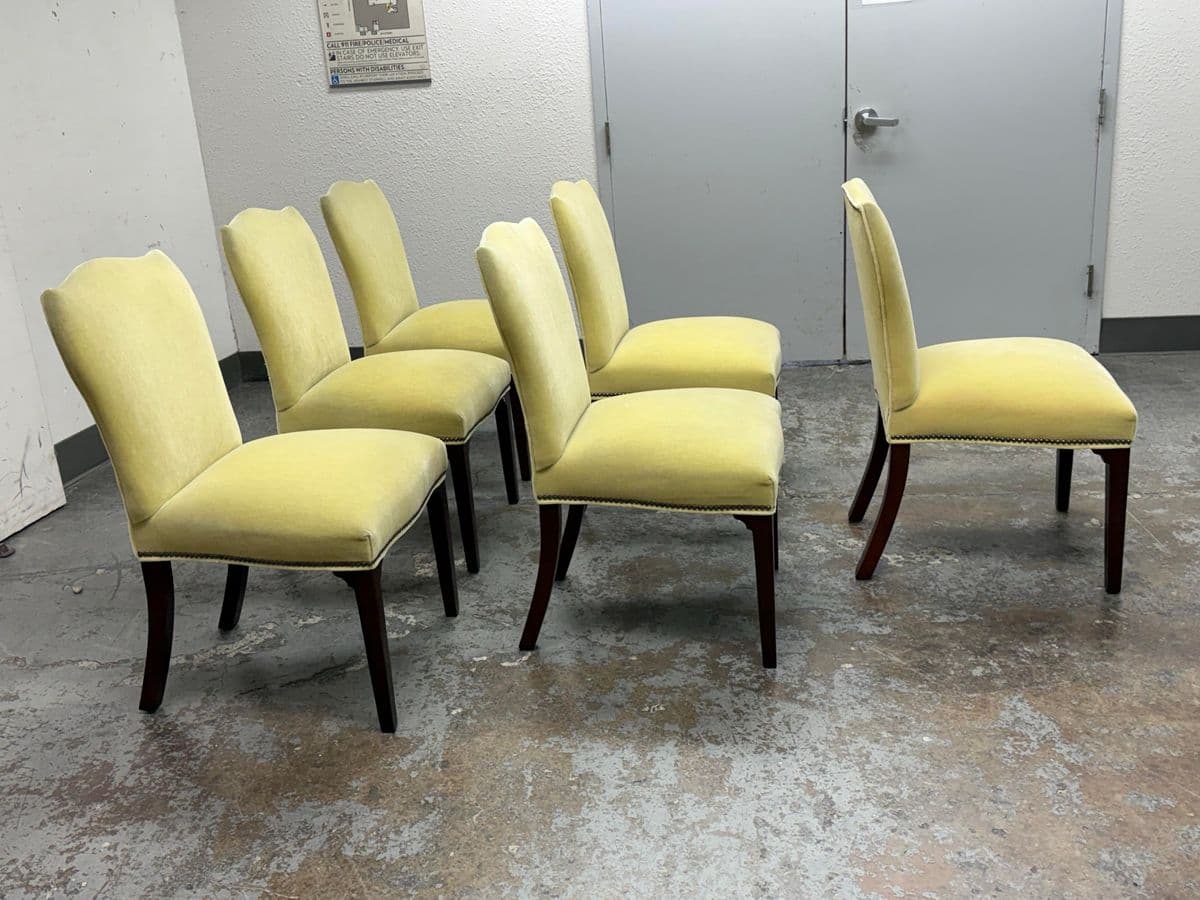 Hickory Chair Company Cabriole Side Dining Chairs in Kravet Limeade Mohair, Set of Six - Thumbnail 5