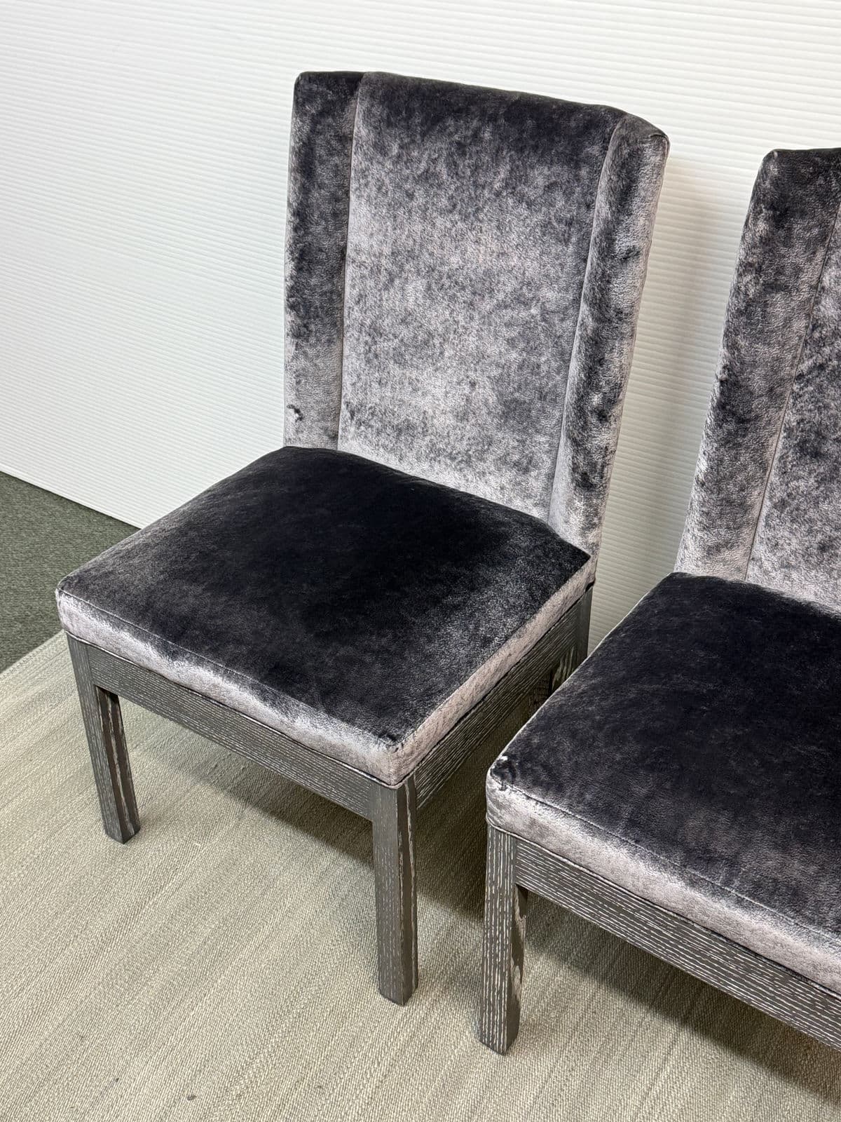 Kravet Flying Point Gray Velvet Head Chairs, Pair - Thumbnail 10