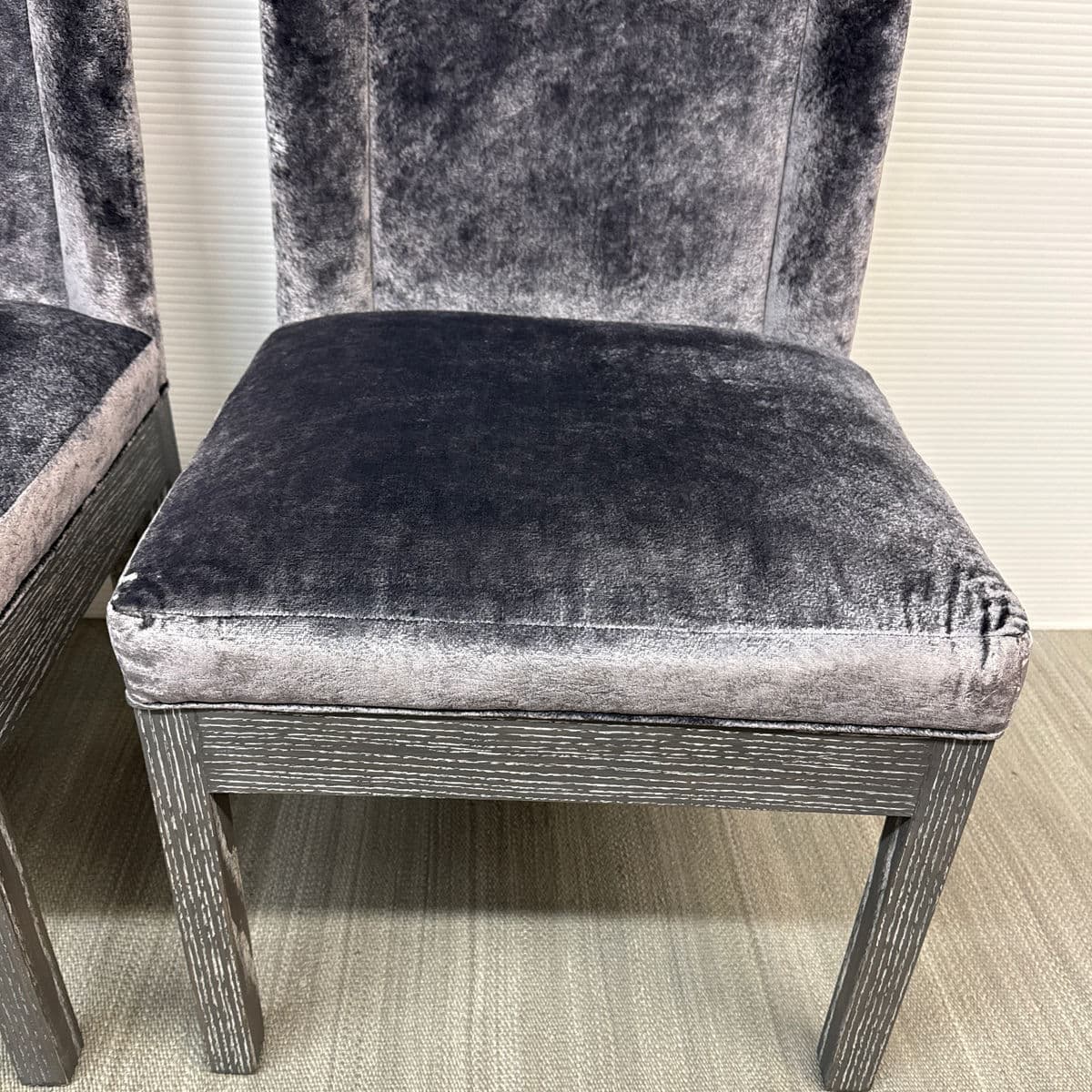 Kravet Flying Point Gray Velvet Head Chairs, Pair - Thumbnail 12