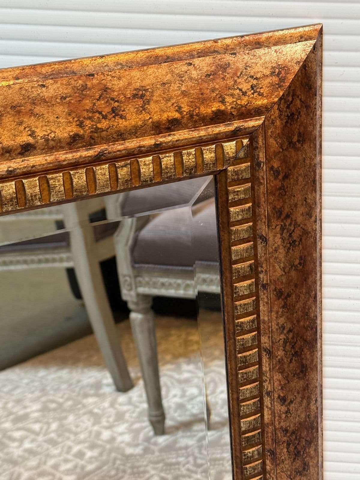 Vintage Style Faux Finish Dentil Frame Wall Mirror - Thumbnail 8