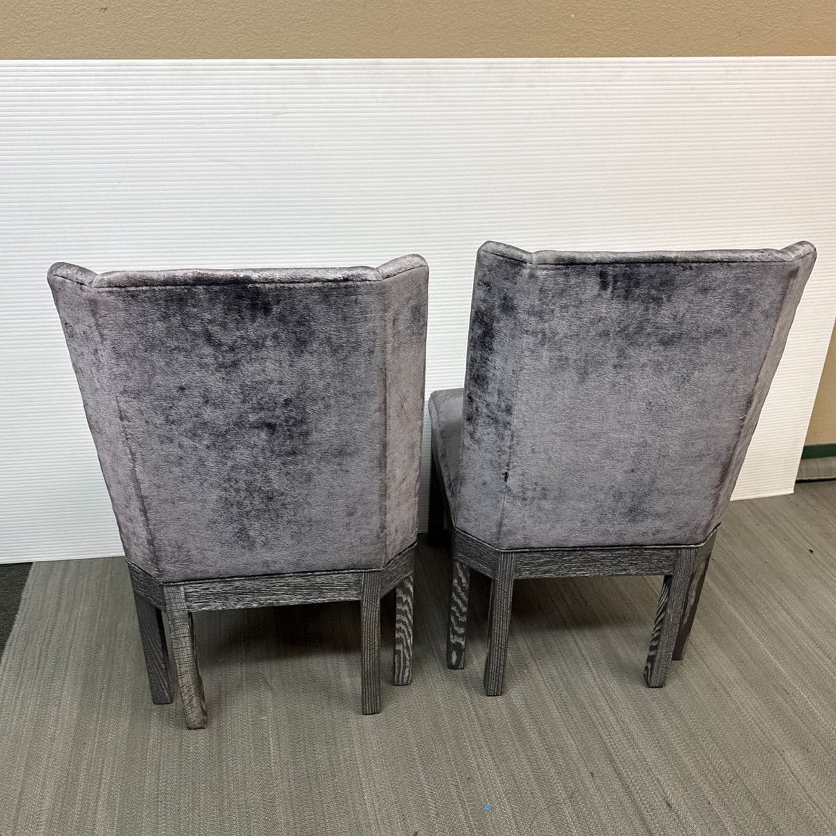 Kravet Flying Point Gray Velvet Head Chairs, Pair - Thumbnail 13