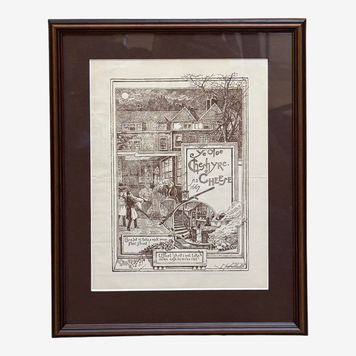Vintage London Pub Ye Olde Cheshire Cheese Menu, Framed - Image 1