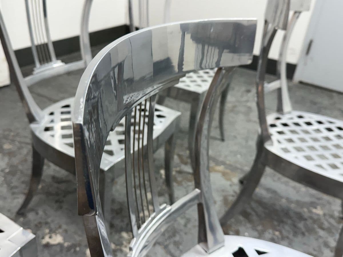 Circa 1970's Aluminum Klismos Side Dining Chairs, Set of Six - Thumbnail 12