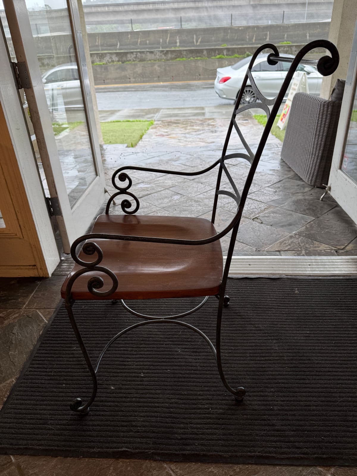 Vintage Spanish Iron + Wood Arm Chairs, Pair - Thumbnail 5