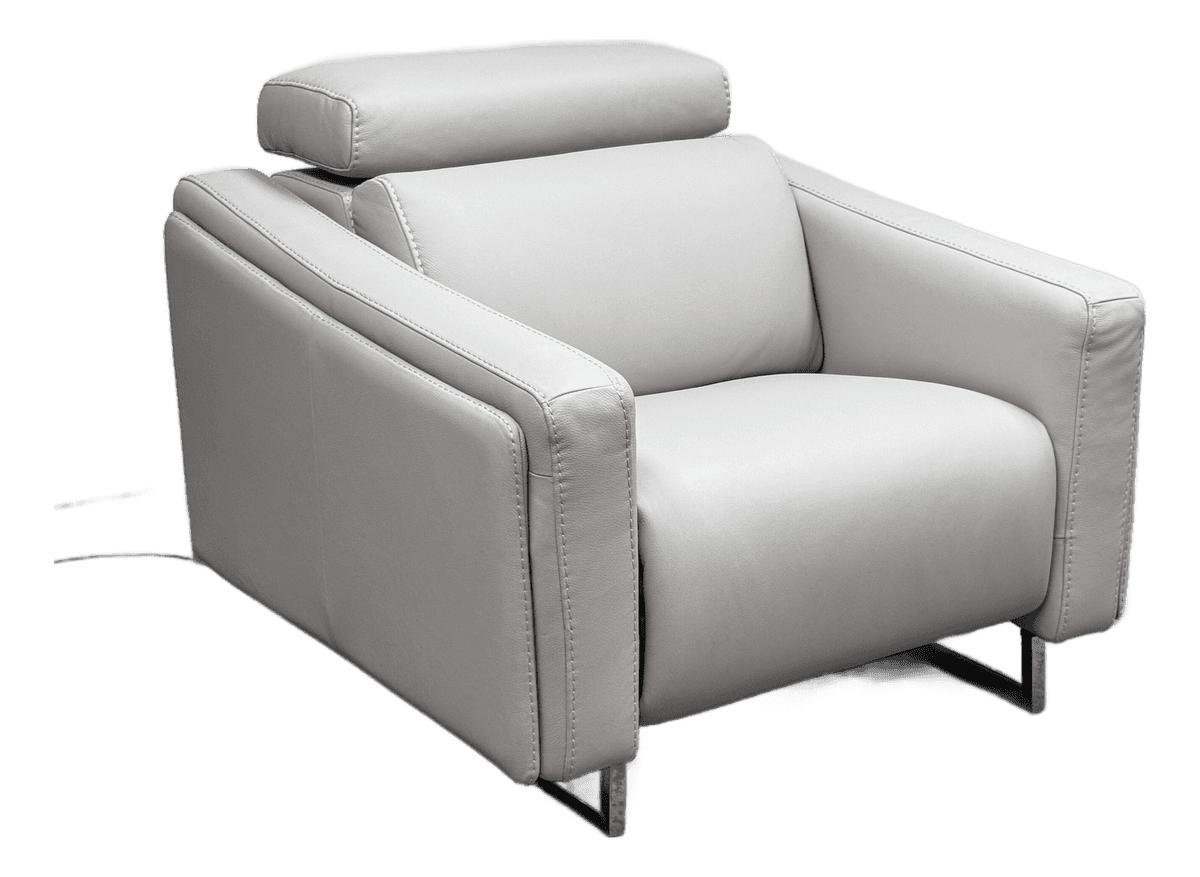 Loggia Showroom Athos Leather Power Recliner, Frozen - Thumbnail 2