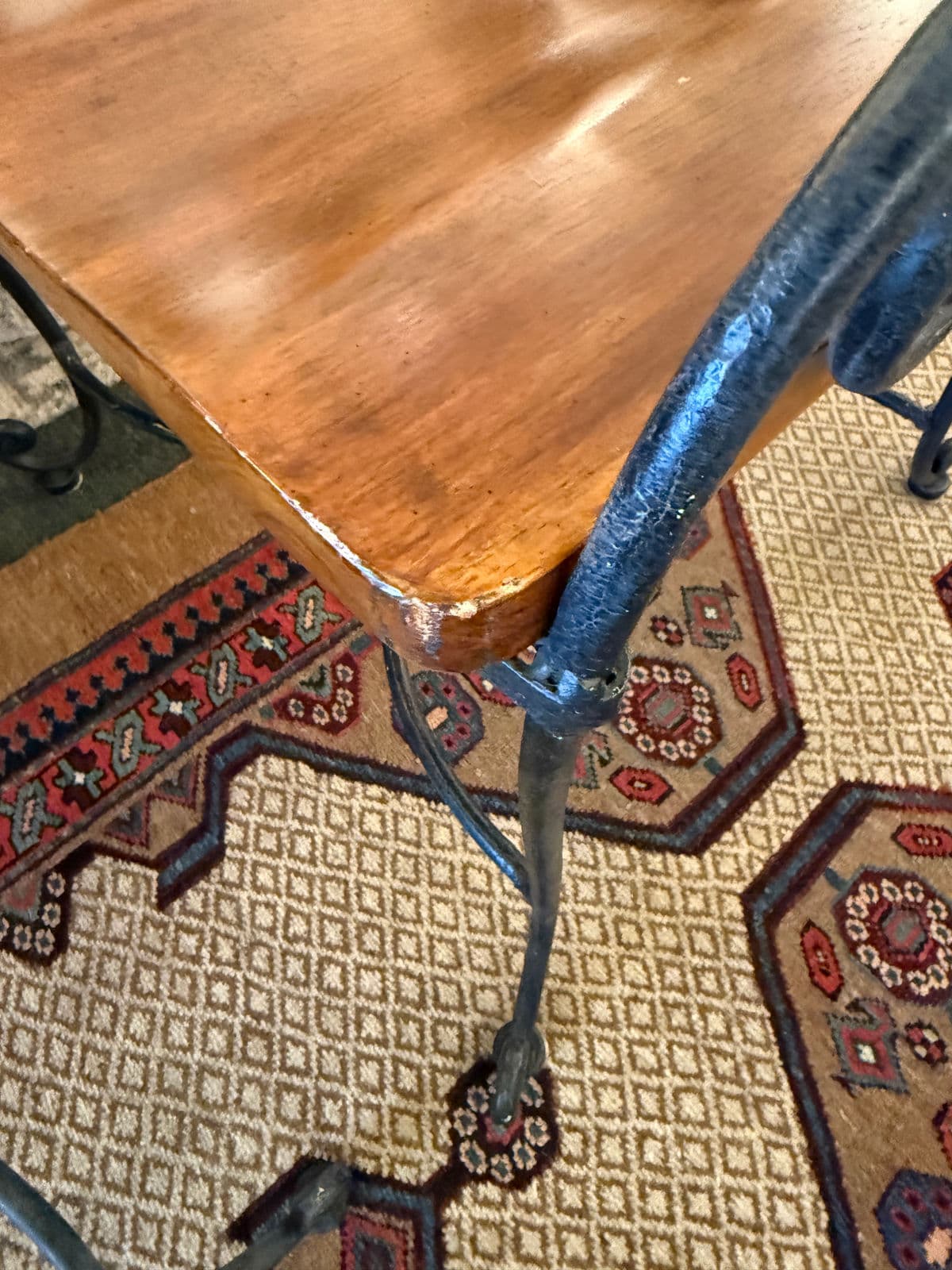 Vintage Spanish Iron + Wood Arm Chairs, Pair - Thumbnail 10