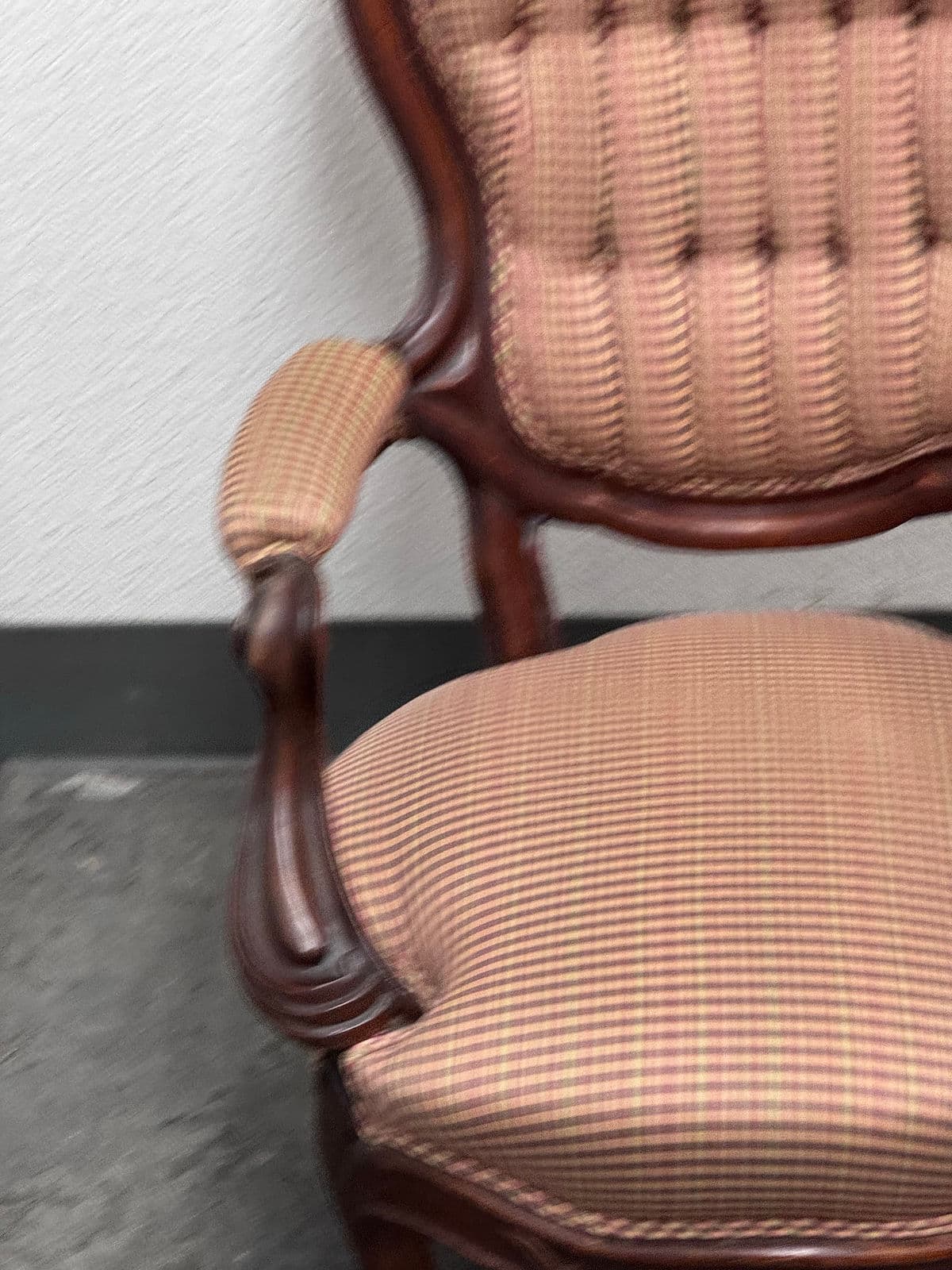 Victorian Eastlake Style Plaid Parlor Chair - Thumbnail 7