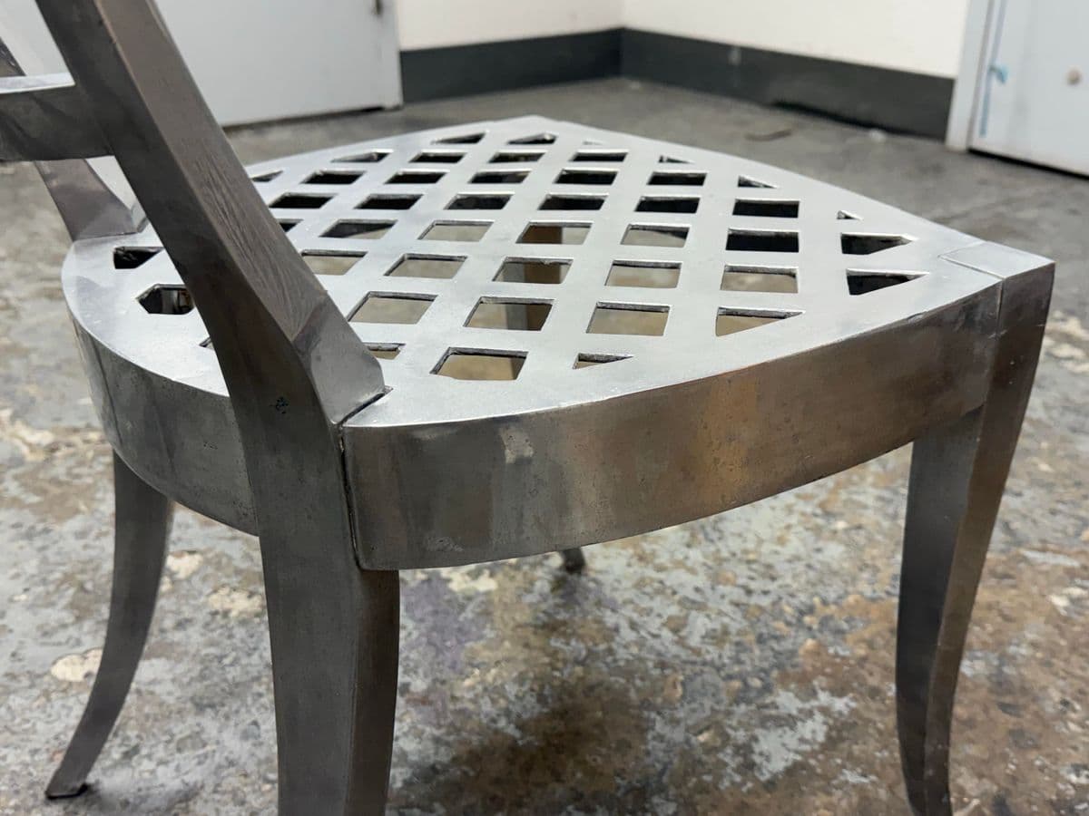 Circa 1970's Aluminum Klismos Side Dining Chairs, Set of Six - Thumbnail 11